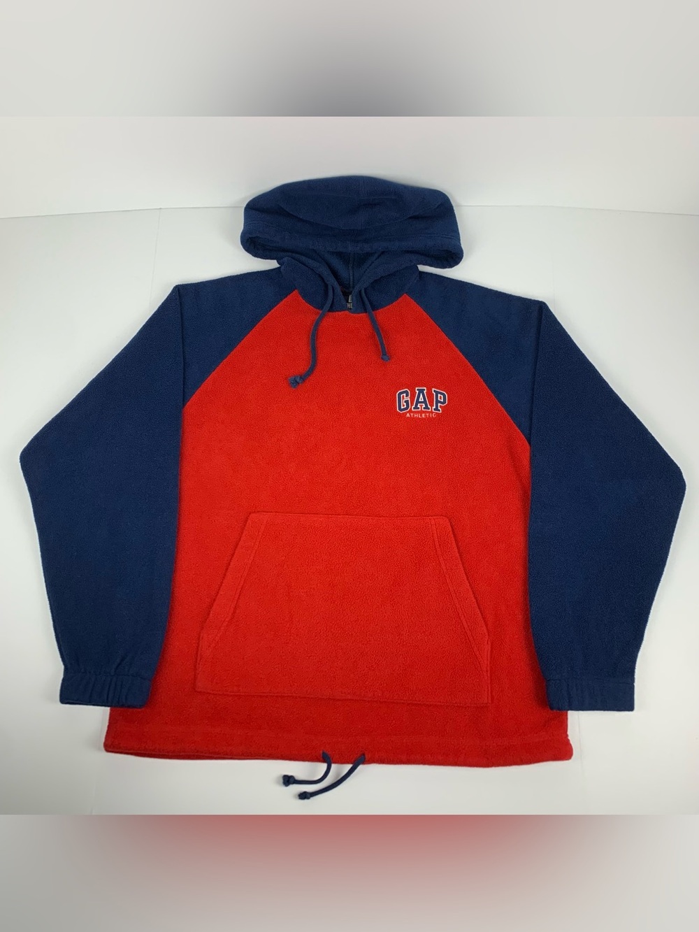 Vintage Gap Athletic Hoodie Soft Fleece Colorblock Sweatshirt Mens Size Large